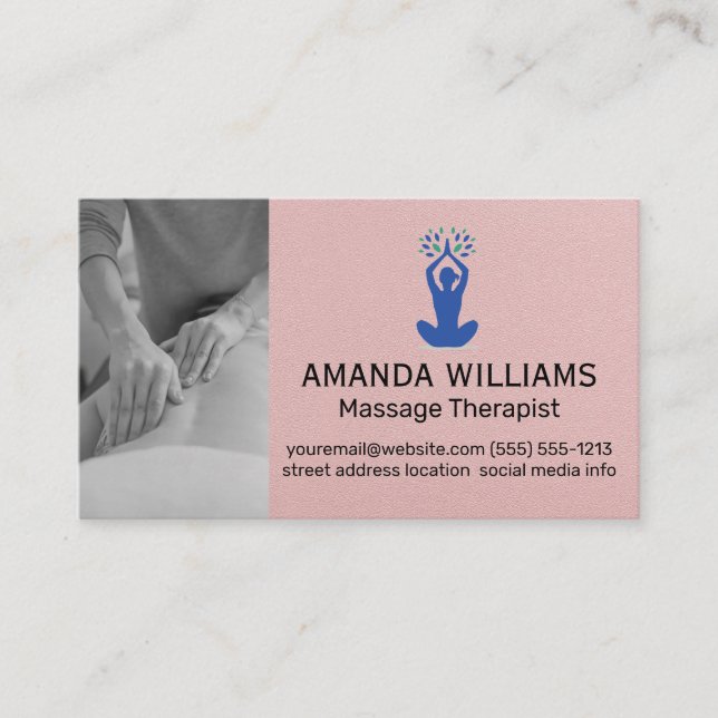 Massage Therapist | Health Fitness Yoga Logo Business Card (Front)