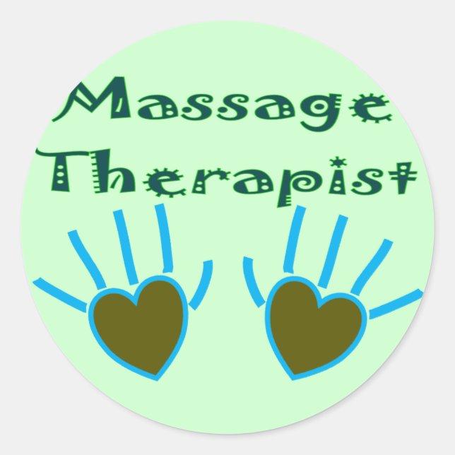 Massage Therapist Heart Hands Gifts Classic Round Sticker (Front)