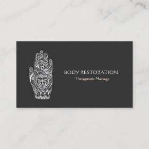 Massage Therapist Henna Dragonfly Tattoo Hand 5a Business Card