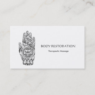Massage Therapist Henna Dragonfly Tattoo Hand 7 Business Card