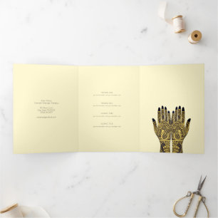 Massage Therapist Henna Mehndi Hands Tri-Fold Card