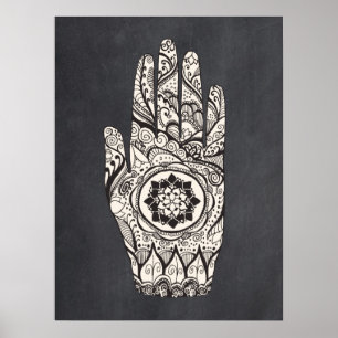 Massage Therapist Henna Tattoo Hand Lotus Art Poster