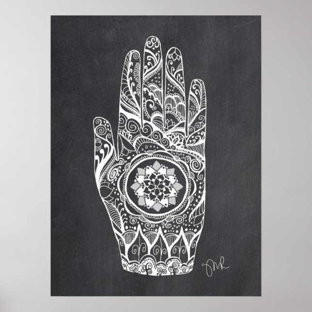 Massage Therapist Henna Tattoo Hand Lotus Poster (Front)