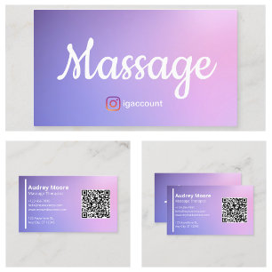Massage Therapist Holistic Wellness QR Code Business Card