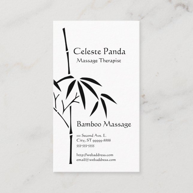 Massage Therapist Japanese Garden Bamboo Business Card (Front)