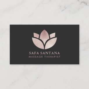 Massage Therapist Lotus Flower Rose Gold Glitter  Business Card