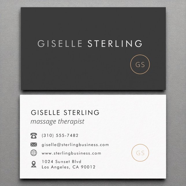 Massage Therapist Minimalist Luxury Black Business Card (Creator Uploaded)
