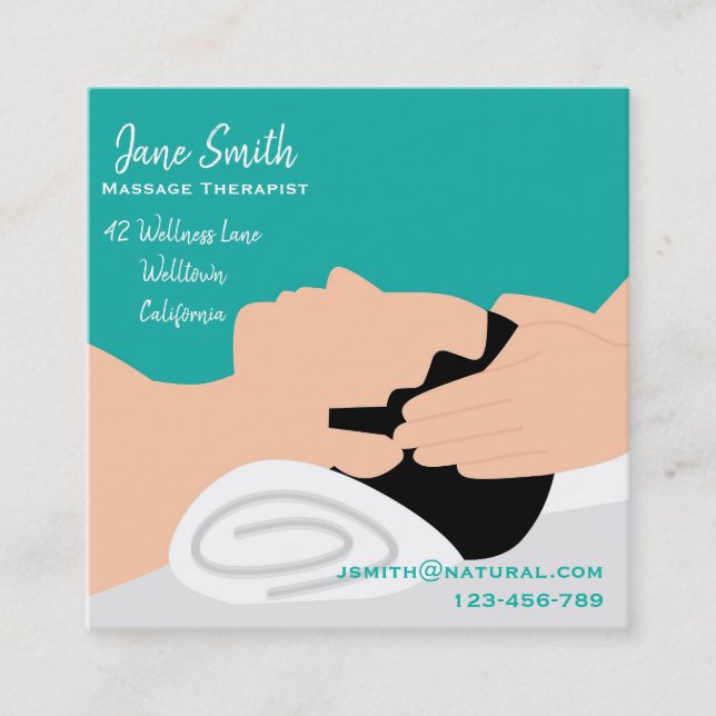 Massage Therapist modern design Square Business Card (Front)