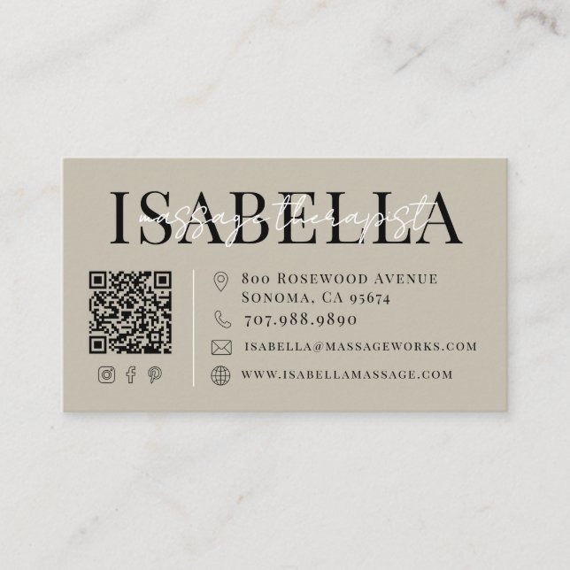 Massage Therapist Neutral Business Card (Front)