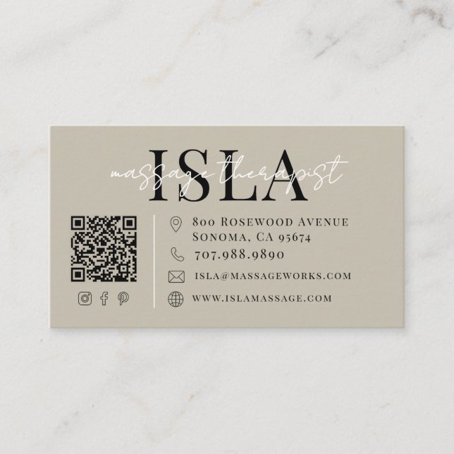 Massage Therapist Neutral Business Card (Front)