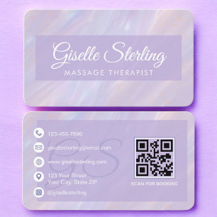 Massage Therapist Pastel Purple QR Code Business Card