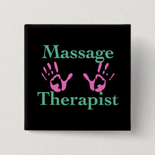 Massage Therapist: Pink Hand Prints 15 Cm Square Badge