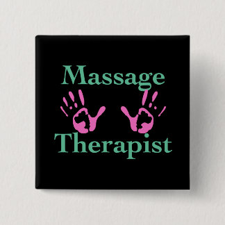 Massage Therapist: Pink Hand Prints 15 Cm Square Badge