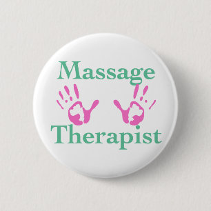 Massage Therapist: Pink Hand Prints 6 Cm Round Badge
