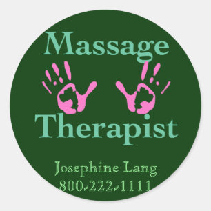 Massage Therapist: Pink Hand Prints Classic Round Sticker