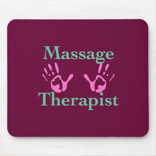 Massage Therapist: Pink Hand Prints Mouse Mat (Front)