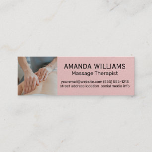 Massage Therapist Pink Leather Texture Mini Business Card