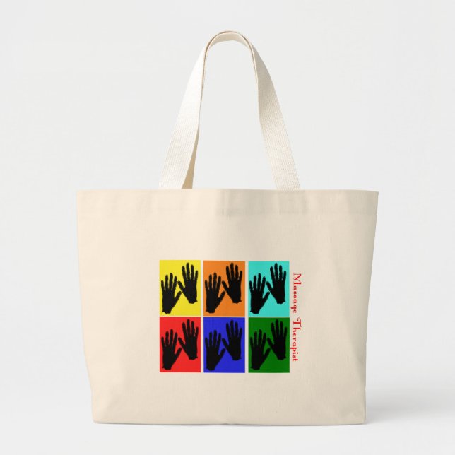 Massage Therapist Pop Art Gifts Large Tote Bag (Front)