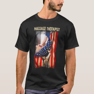 Massage Therapist Pride Hand Holding American Flag T-Shirt