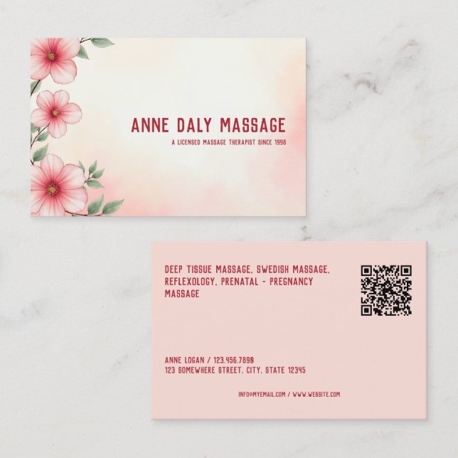 Massage Therapist QR Business Card (Front/Back)