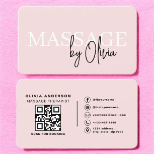 Massage Therapist QR Code Blush Pink  Business Card