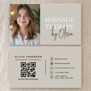 Massage Therapist QR Code Photo Business Card