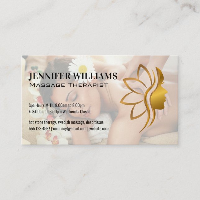 Massage Therapist | Relaxation Spa Beauty Business Card (Front)