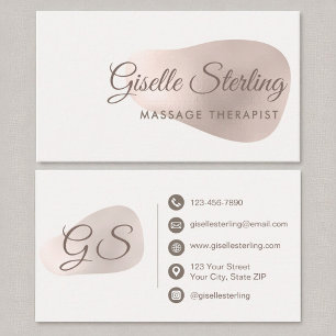 Massage Therapist Rose Gold Foil Blush Beauty Business Card