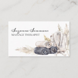 Massage Therapist Salon Boho Watercolor Business Card