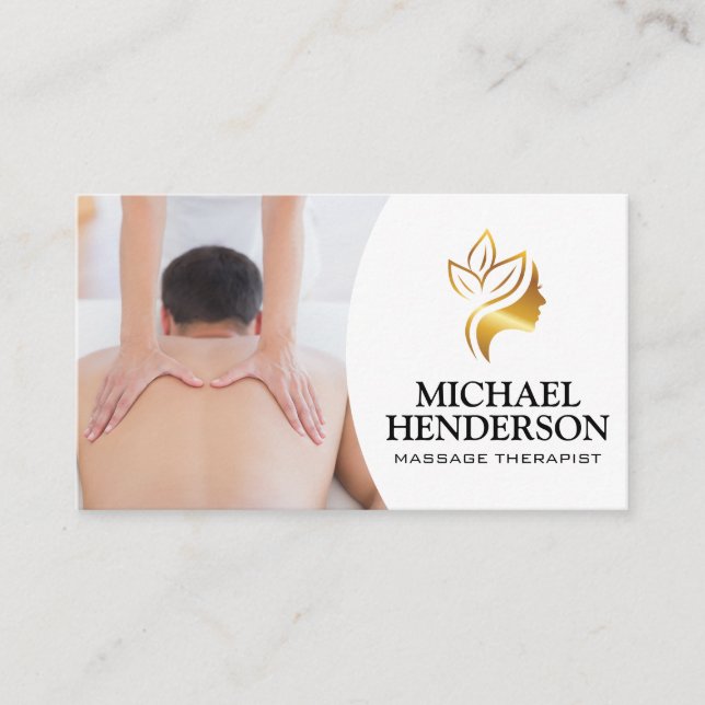 Massage Therapist | Salon Logo Business Card (Front)