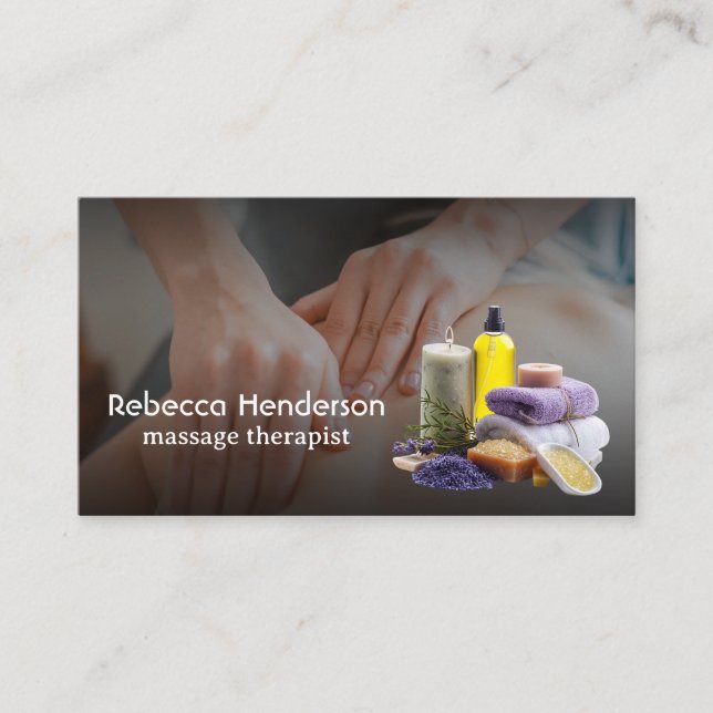 Massage Therapist Session | Essential Oils Business Card (Front)