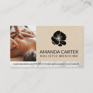 Massage Therapist Session   Leather   Flower Icon Business Card