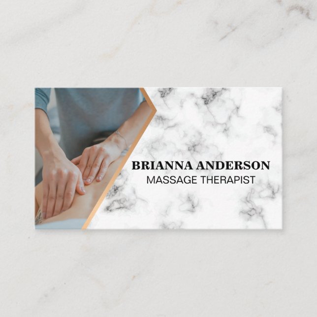 Massage Therapist Session | Marble Cut Out Business Card (Front)