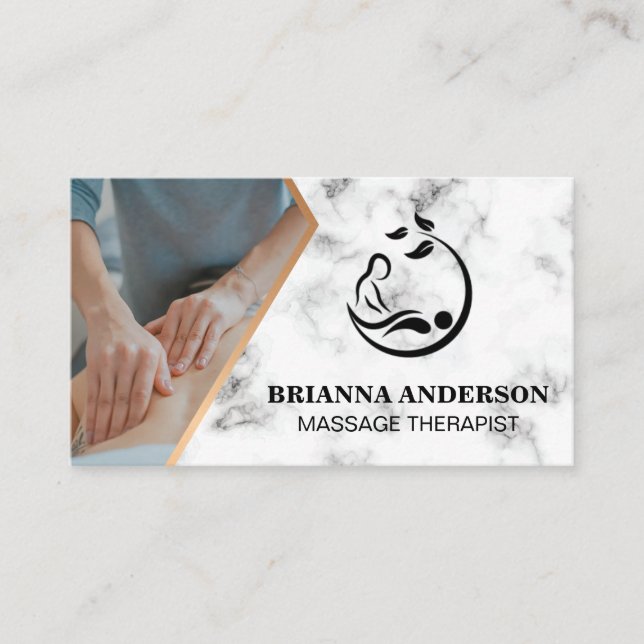 Massage Therapist Session | Spa Logo Business Card (Front)