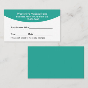 Massage Therapist Spa Appointment Cards