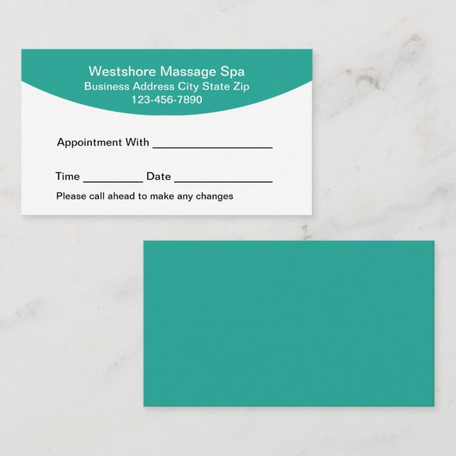 Massage Therapist Spa Appointment Cards (Front/Back)