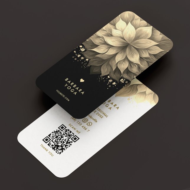 Massage Therapist Spa Elegant Black White Lotus Business Card (Massage Therapist Spa Elegant Black White Lotus Business Card
)