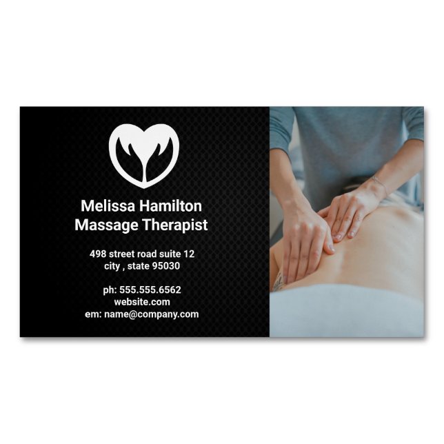Massage Therapist | Spa | Heart Hands Icon Magnetic Business Card (Front)