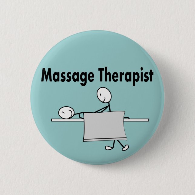 Massage Therapist Stick Person 6 Cm Round Badge (Front)