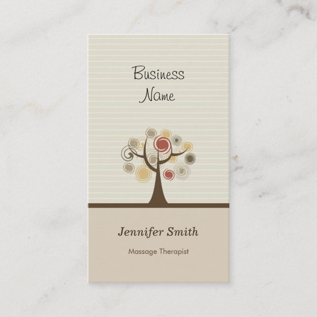 Massage Therapist - Stylish Natural Theme Business Card (Front)