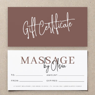 Massage Therapist Terracotta Gift Certificates
