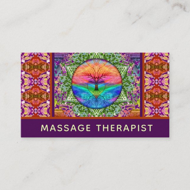 Massage Therapist Tree of Life Business Card (Front)