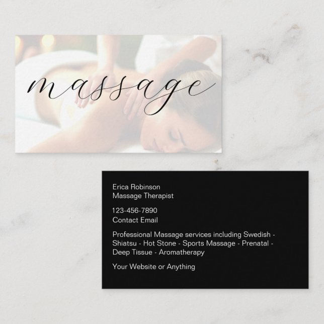Massage Therapist Trendy Business Cards  (Front/Back)