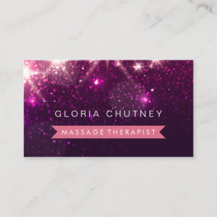 Massage Therapist - Trendy Pink Glitter Business Card