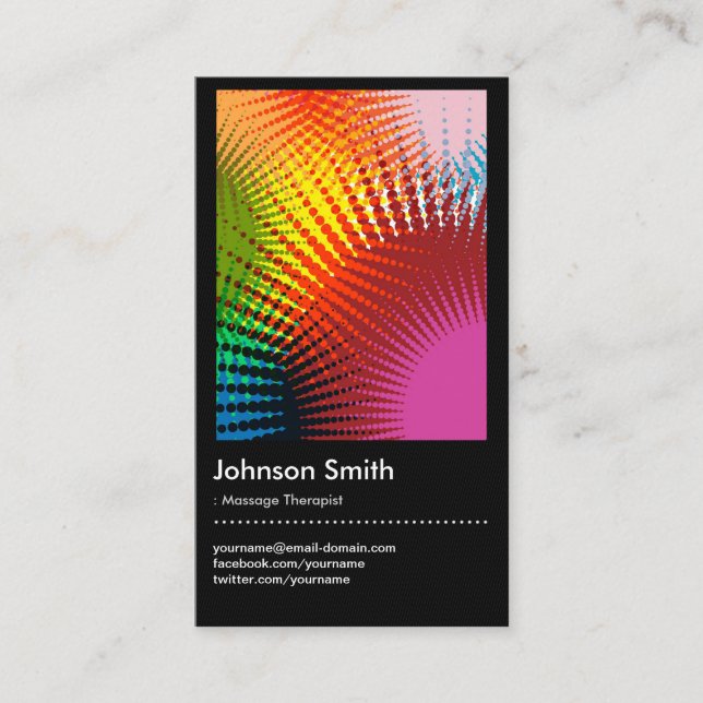 Massage Therapist - Trendy Rainbow Colours Business Card (Front)