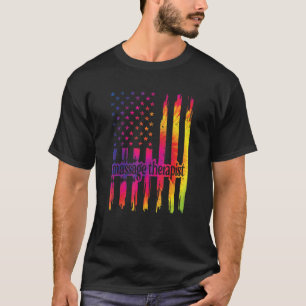 Massage Therapist Us Flag Massage Therapy T-Shirt