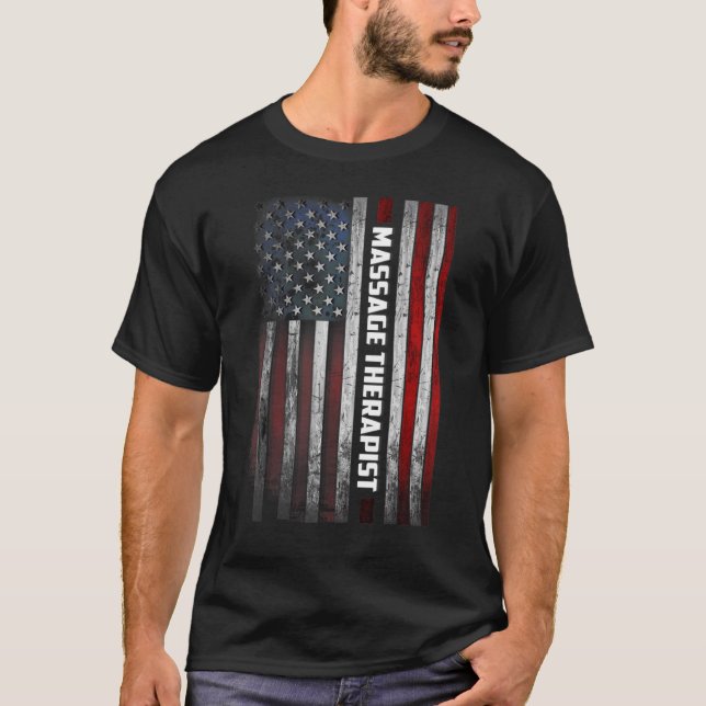 Massage Therapist Us Flag T-Shirt (Front)