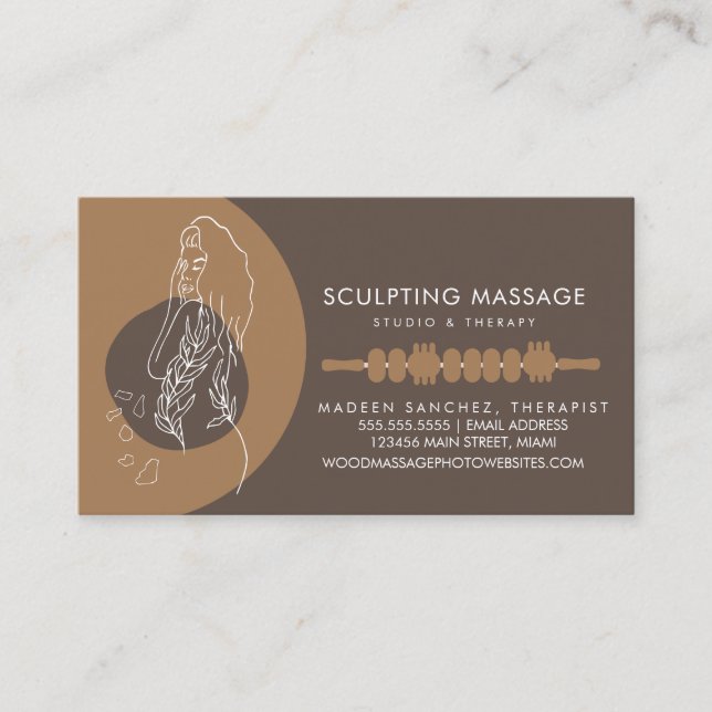 Massage Therapist Wood Therapy Sculpting Body Business Card (Front)