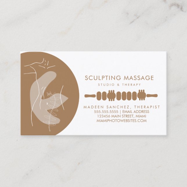 Massage Therapist Wood Therapy Sculpting Business Card (Front)