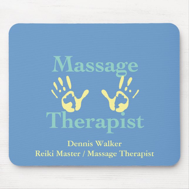 Massage Therapist: Yellow Hand Prints Mouse Mat (Front)